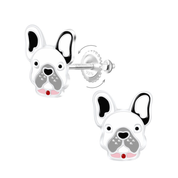 BULLDOG-KIDS-SILVER-EARINGS