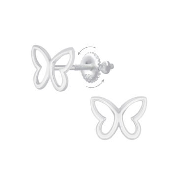 silver earrings kids butterfly