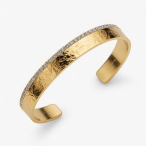 Gold Sparkle Hammered Cuff Bracelet
