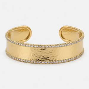 Luxe Hammered Gold Open Cuff Bracelet